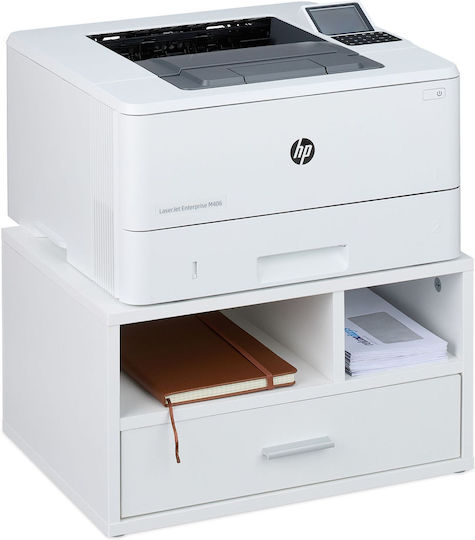 Relaxdays Printer Stand Drawer White Silver 0