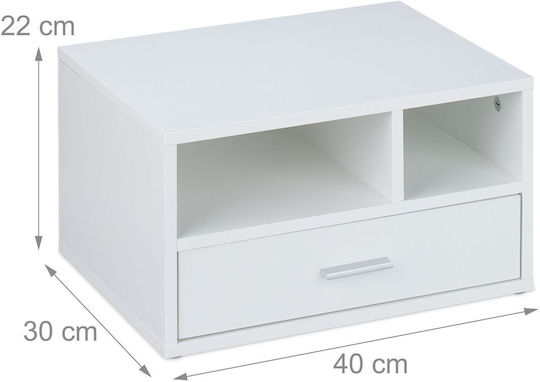 Relaxdays Printer Stand Drawer White Silver 0