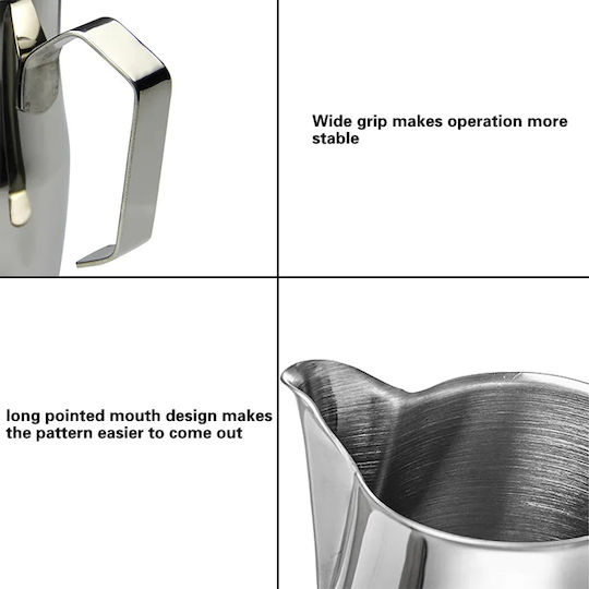 4bars P401 Inox Thick 450 Ml Γαλατιέρα Δείκτη Μέτρησης