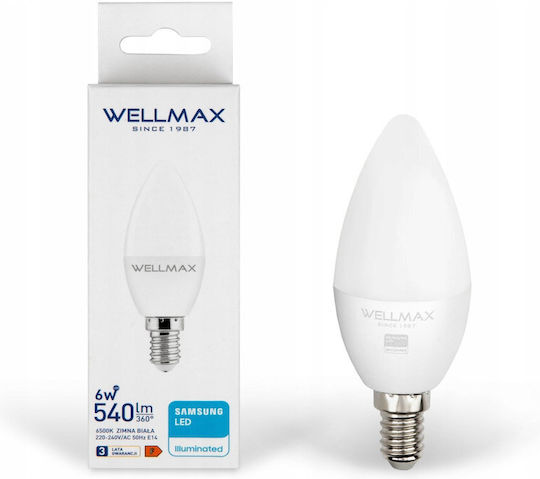 Led Bulb 6w E14 Candle 540lm Cool 6500k Samsung Gp111z06