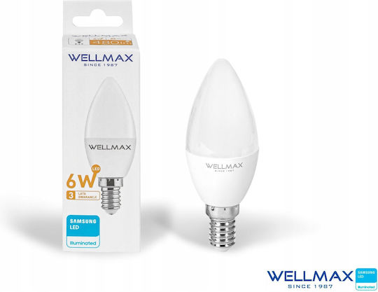 Led Bulb 6w E14 Candle 540lm Warm 3000k Samsung Gol111c06