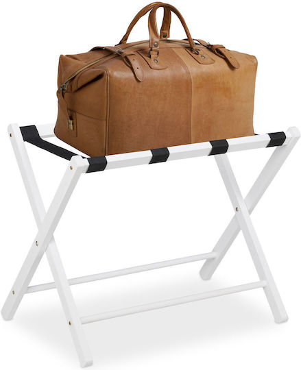 Relaxdays Rack Pentru Bagaje De Hotel Din Lemn Pliabil Alb Cu Dimensiuni 54.5x44xÎnălțime 66cm Pliabil