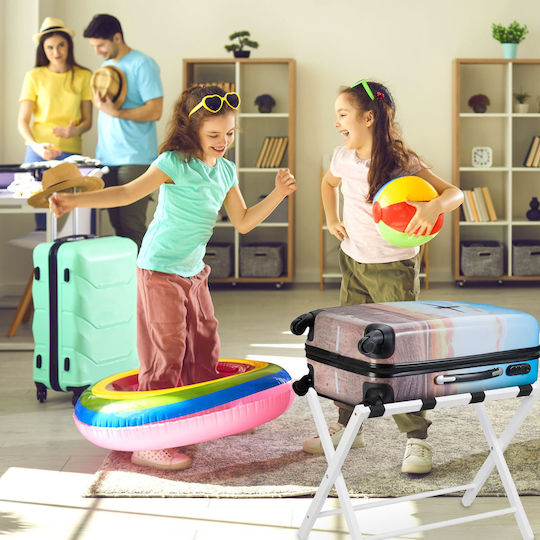 Relaxdays Rack Pentru Bagaje De Hotel Din Lemn Pliabil Alb Cu Dimensiuni 54.5x44xÎnălțime 66cm Pliabil