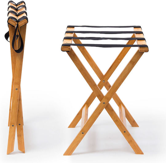 Relaxdays Rack Pentru Bagaje De Hotel Din Lemn Pliabil Maro Cu Dimensiuni 50x58xÎnălțime37.5cm Pliabil