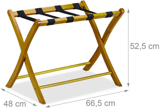 Relaxdays Rack Pentru Bagaje De Hotel Din Lemn Pliabil Maro Cu Dimensiuni 52.5x48xÎnălțime66.5cm Pliabil