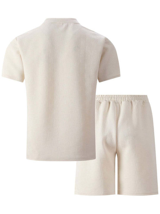 Herren Shorts Sommer Set T-Shirt Beige Us-4075