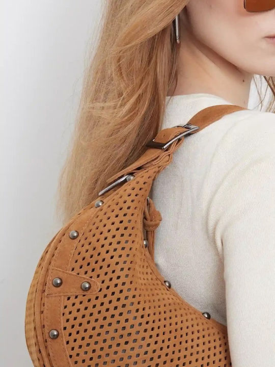 Hype Net Fabric Women's Shoulder Bag Tabac Brown