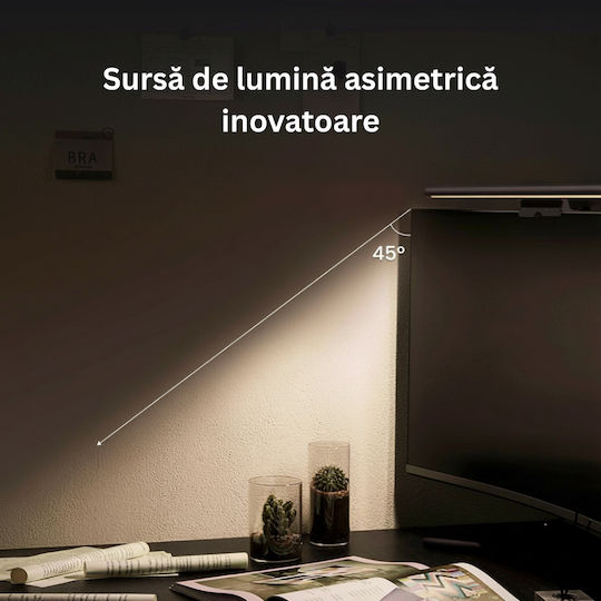 Led Monitor Lamp 3 Lighting Modes Touch Control Memory Function Eye Protection Asymmetric Design Adjustable Clamp Usb-c Black