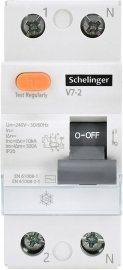 Residual Current Circuit Breaker Ac 2p 25a 30ma Schelinger A03-v7-2-25-030