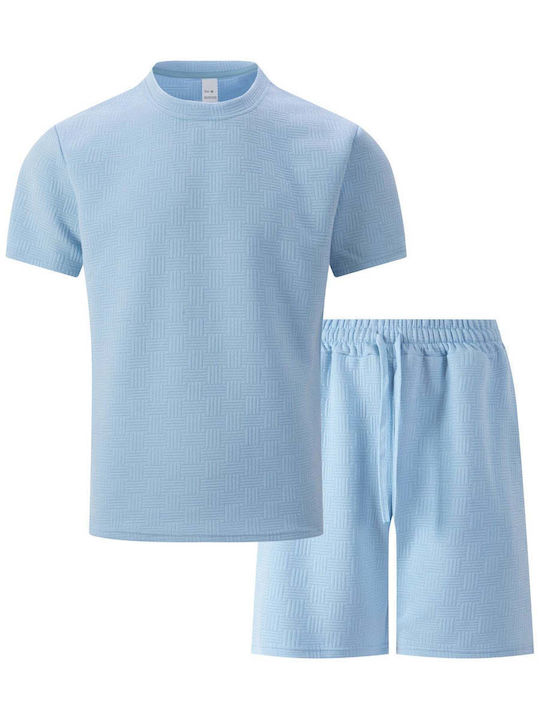 Herren Shorts Sommer Set T-shirt Hellblau Us-4075