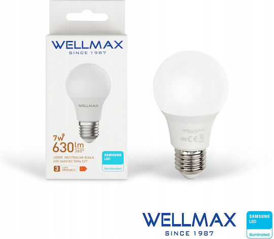 Led Bulb 7w E27 90lm/w 630lm Neutral 4000k Samsung Gol123n07
