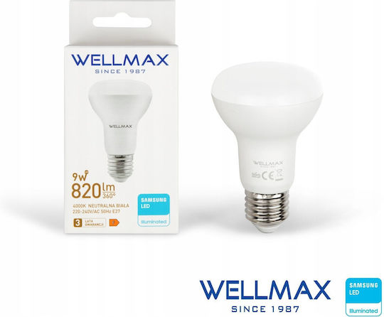 Led Bulb R63 E27 9w 91lm/w 820lm Neutral 4000k Samsung Gol1r63n09