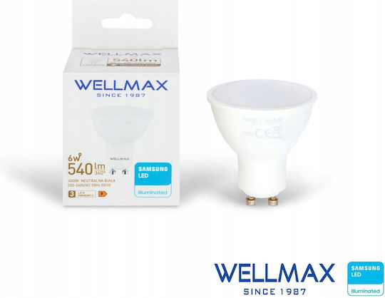 Wellmax LED Bulb 6W for GU10 Socket Natural White 540lm