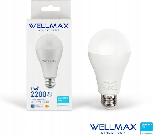 Wellmax Λάμπα LED 18W για Ντουί E27 Ψυχρό Λευκό 2200lm