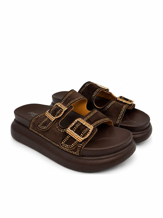 Γυναικεία Ανατομικά Σανδάλια Flatforms Καφέ