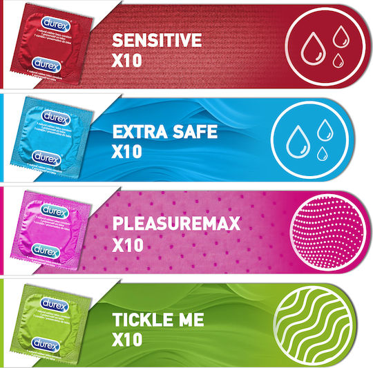 Durex Durex Kondome Surprise Me Variety Pack 40 Stück 56mm Mit Rillen
