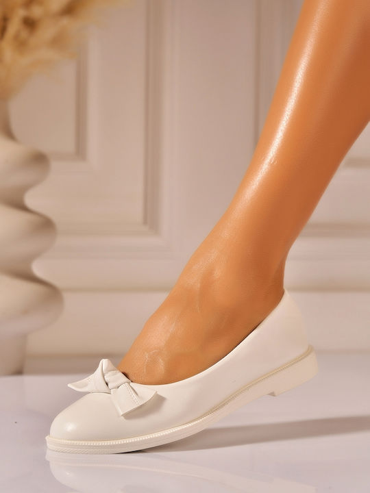 Pantofi Balerini Pentru Femei În Culoare Albă