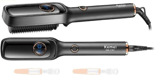 Kemei Κεραμική Ηλεκτρική Βούρτσα με Αέρα για Ίσιωμα 55W