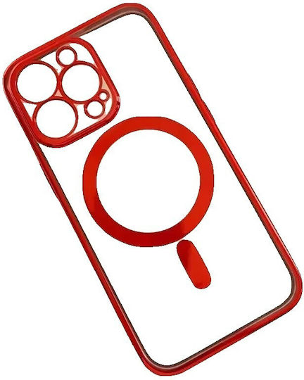 Magsafe Hülle Apple iPhone 13 Pro Kamera Schutz Voll TPU Elektroplattierte Bunte Kanten Magnetisches Kabelloses Laden Flippy Rot