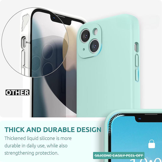 Flippy Liquid Silicone Case Apple Iphone 14 Pro Microfiber Interior Shock Protection Light Cyan
