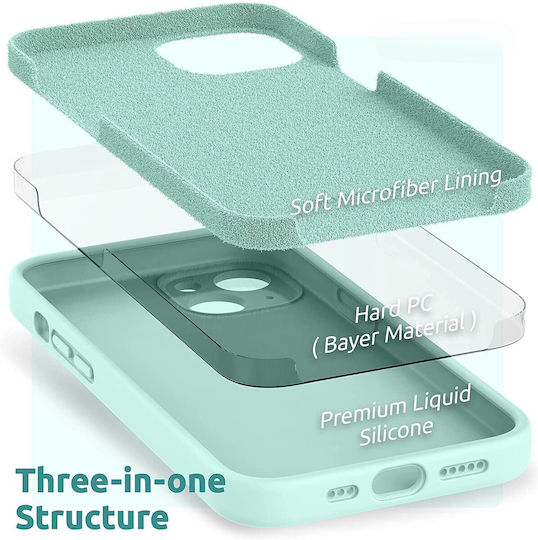 Flippy Liquid Silicone Case Apple Iphone 14 Pro Microfiber Interior Shock Protection Light Cyan
