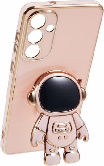 Husă Telefon 2în1 Flippy Compatibilă Samsung Galaxy S23 Plus Husă Tpu Inclusă Suport Stil Astronaut Protecție Cameră Roz