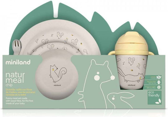 Miniland Feeding Set made of Melamine Yellow 5pcs