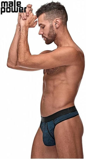 Black Blue Men's String Wide Waistband Male Power Peak Performance Sport Thong Black Blue