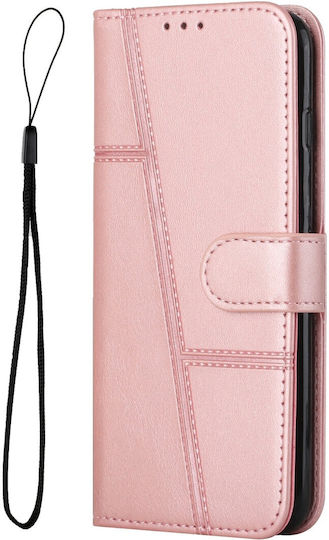 Tel1 Xiaomi Poco C65 Xiaomi Redmi 13c 4g/5g Stitching Calf Texture Buckle Book Case Pink