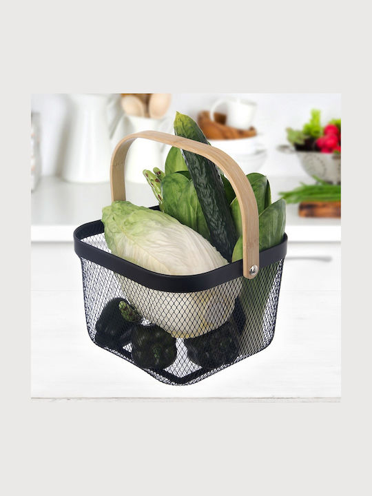 Orion Bamboo Black Storage Basket 27x24.5x17.5cm