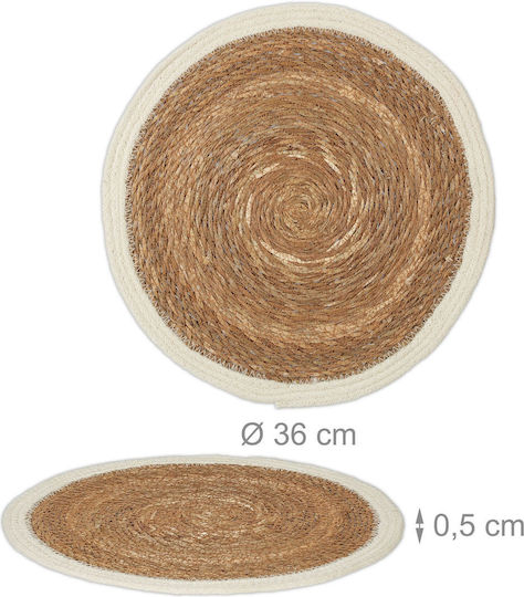 Relaxdays Seturi De Masă Rotundă Bej 36cm 6 Bucăți