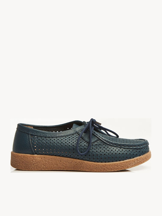 Leder Damen Oxfords in Marineblau Farbe