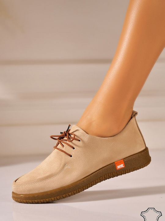 Suede Γυναικεία Oxfords σε Μπεζ Χρώμα