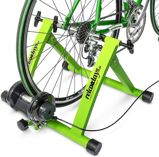 Relaxdays Bicycle Stand 6 Resistance Levels Green Black 48x38x55 Cm