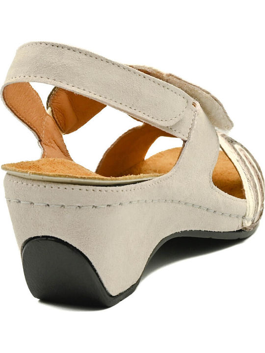 Sandale Elegante Damă Anatomici Bej Din Piele