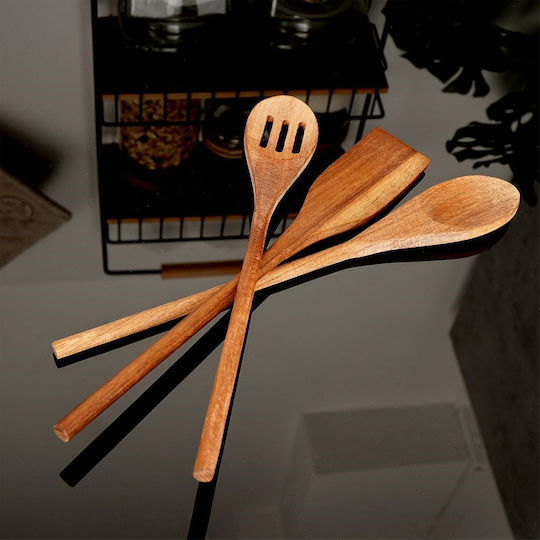 Excellent Houseware Σετ Ξύλινων Εργαλείων Μαγειρικής 3τμχ Γκρι