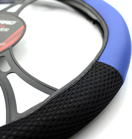 Universal 38 Cm Car Steering Wheel Cover Blue Black Steering Wheel Protection Easy Installation