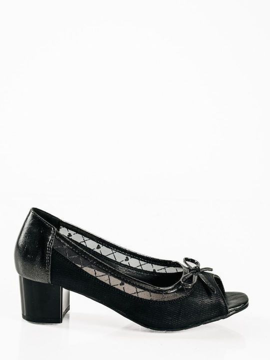 Peep Toe Γόβες Μαύρες