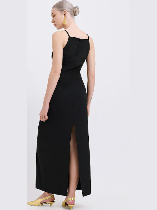 Καλοκαιρινό Maxi Βραδινό Φόρεμα με Σκίσιμο Black