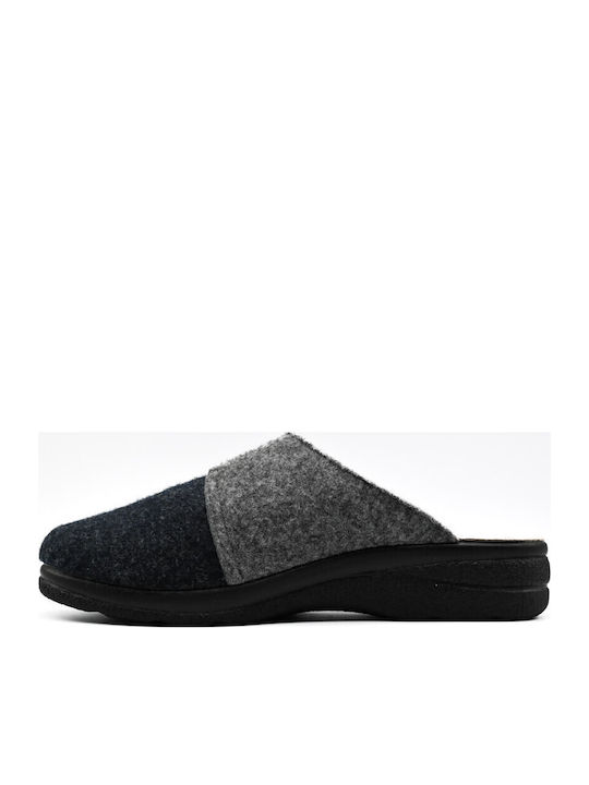 Leather Winter Men's Blue Slippers