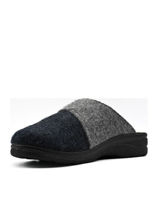 Leather Winter Men's Blue Slippers
