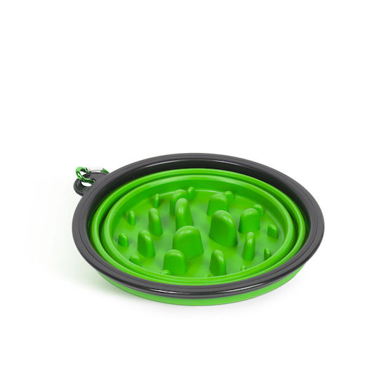 Bol din Silicon pentru Hranire Lenta pentru Câine și Pisică 1l 18cm în Culoare Verde