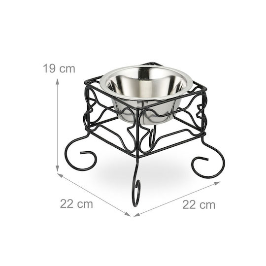Relaxdays Bol de Mâncare pentru Câine cu Suport 700ml 22cm în Culoare Neagră