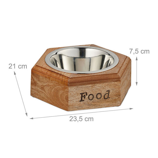 Relaxdays Bol de Mâncare din Oțel Inoxidabil pentru Câine 23.5cm