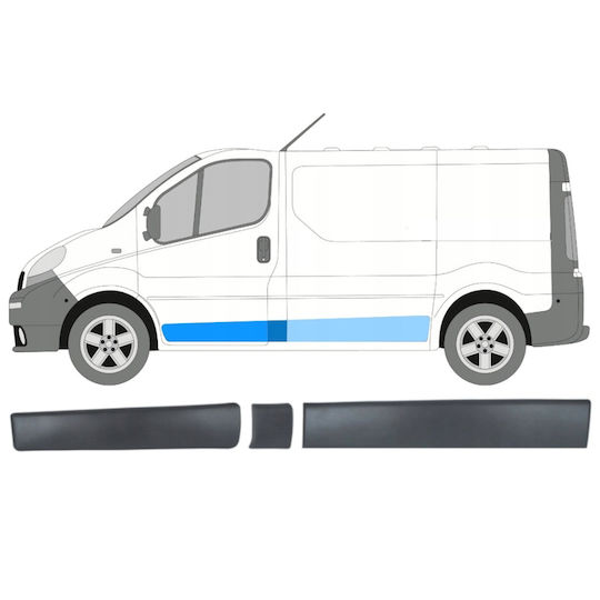 Renault Trafic Ii 01-13 Предна Лява Декоративна Лента На Вратата + Странична Декоративна Лента На Колонката Зад Лявата Врата + Дълга Странична Декоративна Лента Зад Колонката Комплект 3 Бройки