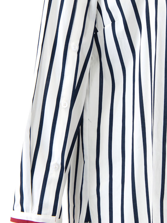 Shirt Long Sleeve Women's Shirt Red White Blue Striped