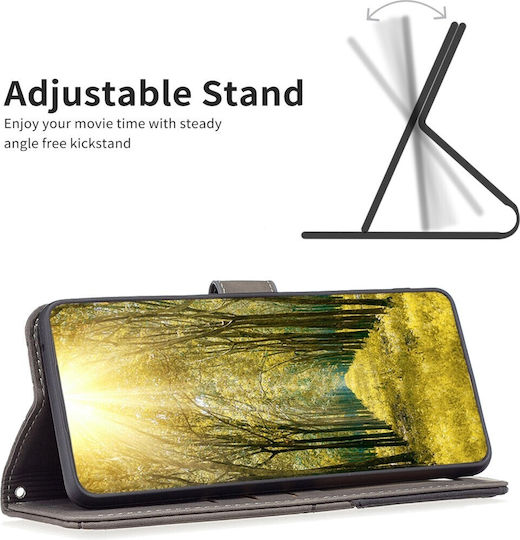 Binfen Magnetic Buckle Rhombus Texture Book Tempered Glass Gray (TCL 306 / 305 / 30 SE / 30E) Case