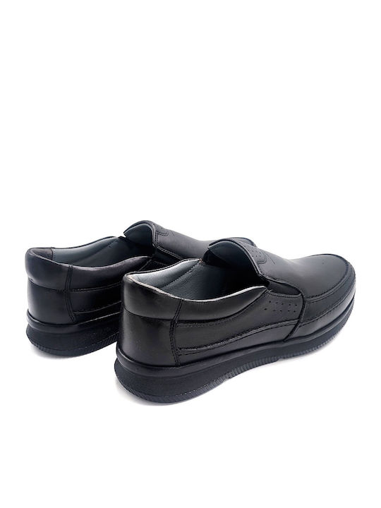 Leather Men's Loafers In Black Color