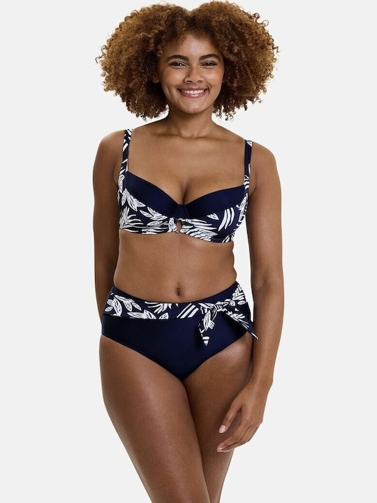 Slip Bikini Talie Înaltă Albastru