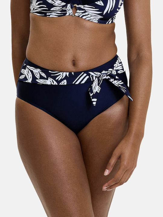 Slip Bikini Talie Înaltă Albastru